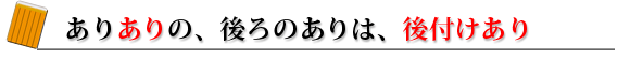 ありありの、後ろのありは、後付けあり